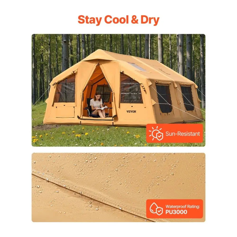 Inflatable for camping Tent for 12 to 16 Persons Easy Setup Family Glamping Tent with Pump Outdoor Adventure Gear