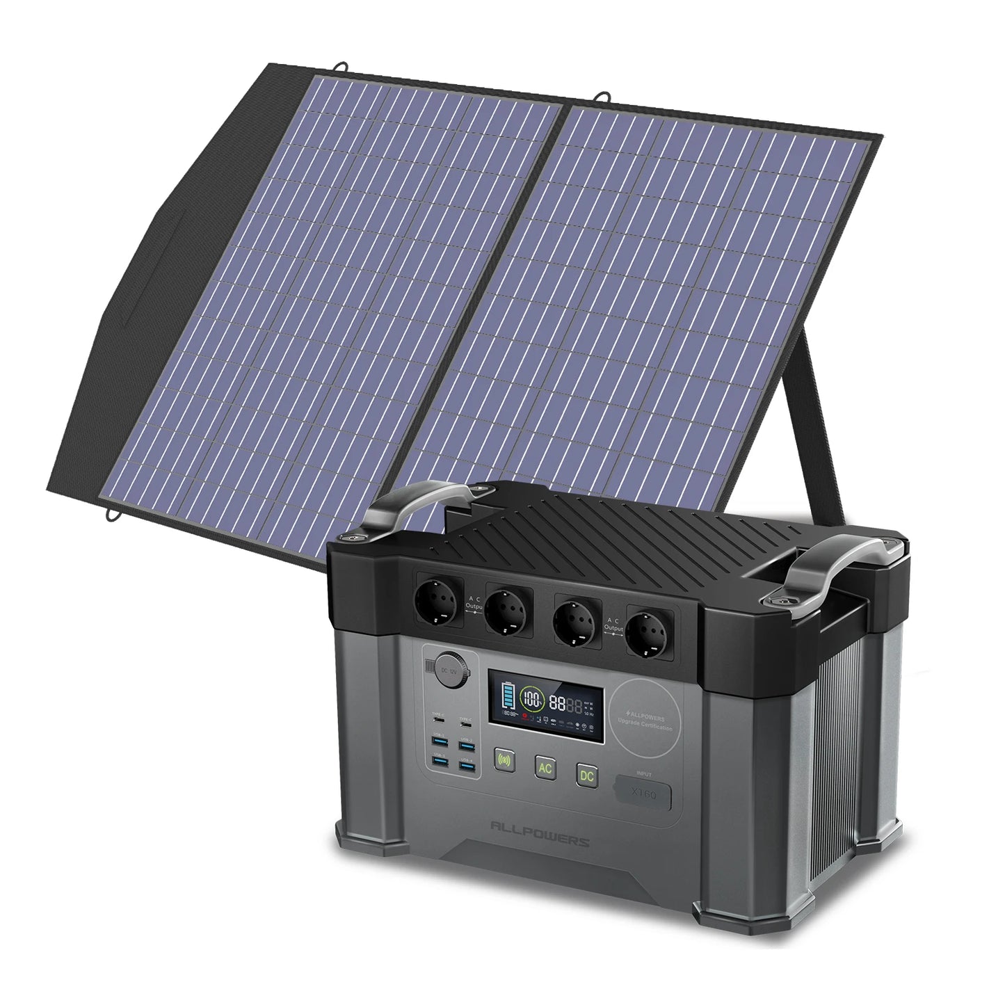 ALLPOWERS Portable Power Station S2000, 2000W Solar Generator with 100W Folable Solar Panels Included for Outdoor RV Camping