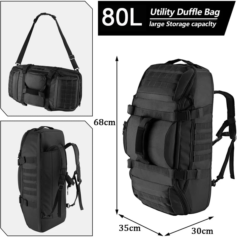 LQARMY 30L 50L 80L Sport Travel Bag Molle Tactical Backpack Gym Fitness Bag Large Duffle Bags for Camping Hunting Fishing