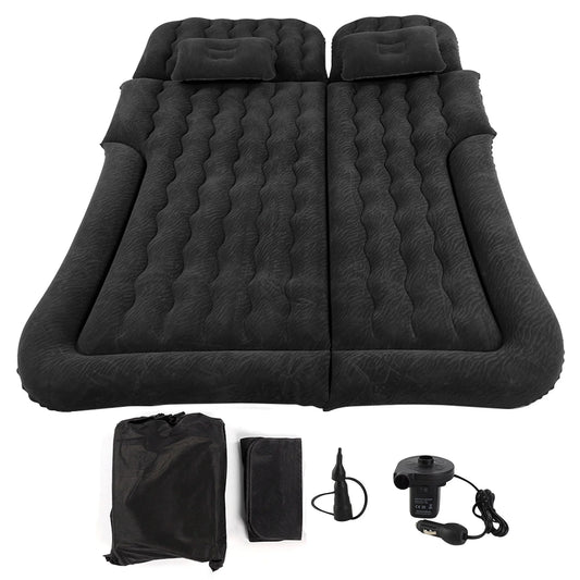 2‑In‑1 Foldable Inflatable Bed Travel Inflatable Mattress PVC Flocking Soft Sleeping Rest Cushion Car SUV Back Seat Sleeping