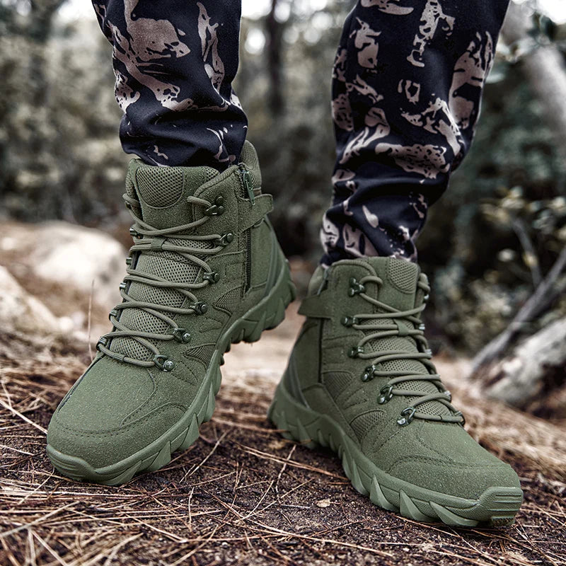 Men's casual tactical boots lightweight side zipper motorcycle boots outdoor fashion boots
