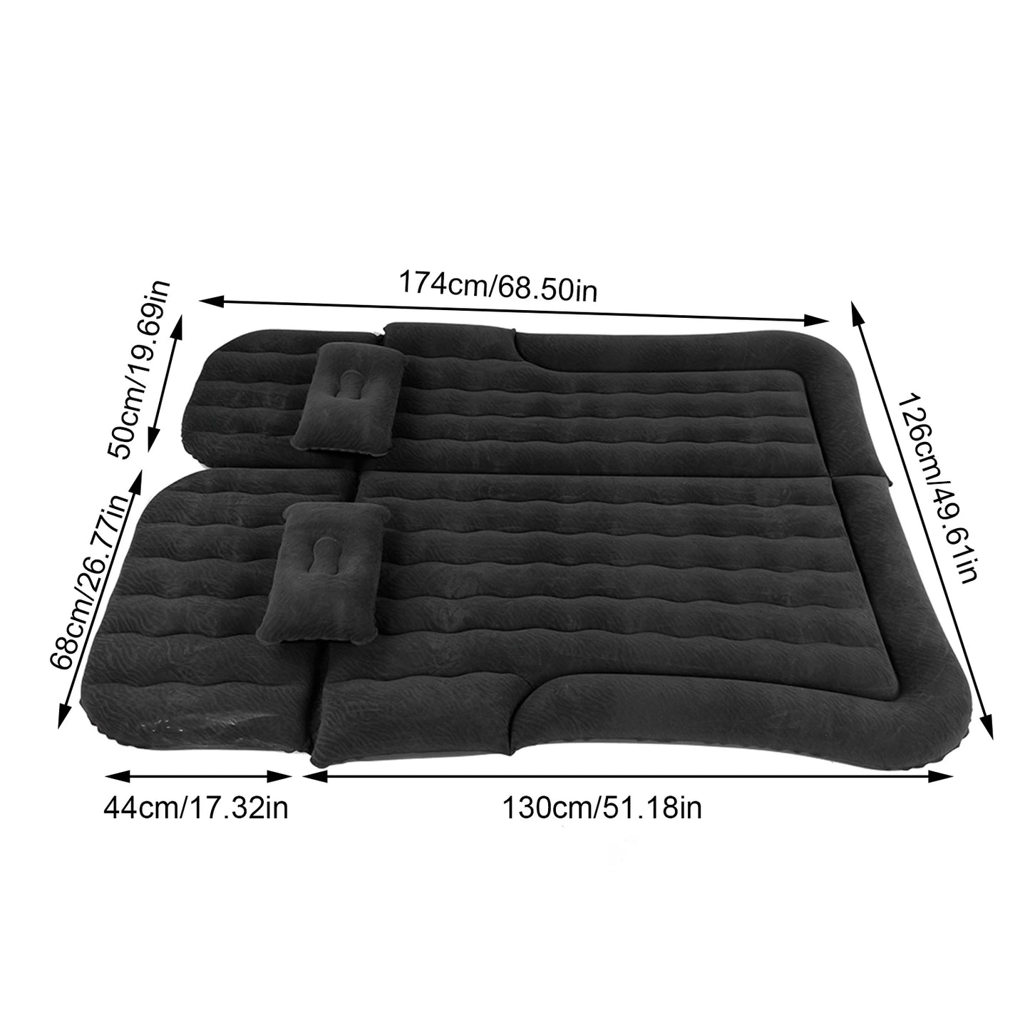 2‑In‑1 Foldable Inflatable Bed Travel Inflatable Mattress PVC Flocking Soft Sleeping Rest Cushion Car SUV Back Seat Sleeping