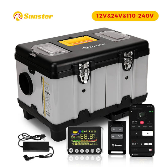 8KW Parking Heater 12V/24V/110-240V Toolbox TB10 Diesel Air Heater LCD & Bluetooth With Altitude Mode For Cars RV Camper tent