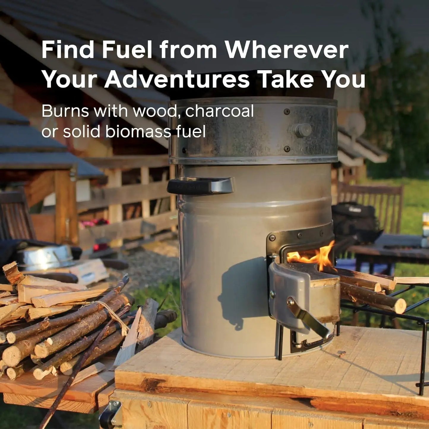 Rocket Stove Heavy Duty Portable Camp Stove for Outdoor Cooking, Versa Dual-Fuel (Wood & Charcoal)Party - Convenient Storage