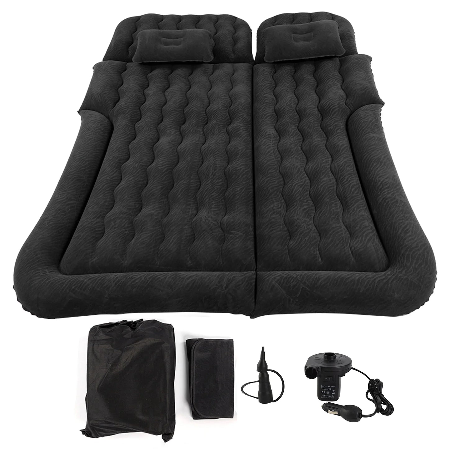 2‑In‑1 Foldable Inflatable Bed Travel Inflatable Mattress PVC Flocking Soft Sleeping Rest Cushion Car SUV Back Seat Sleeping