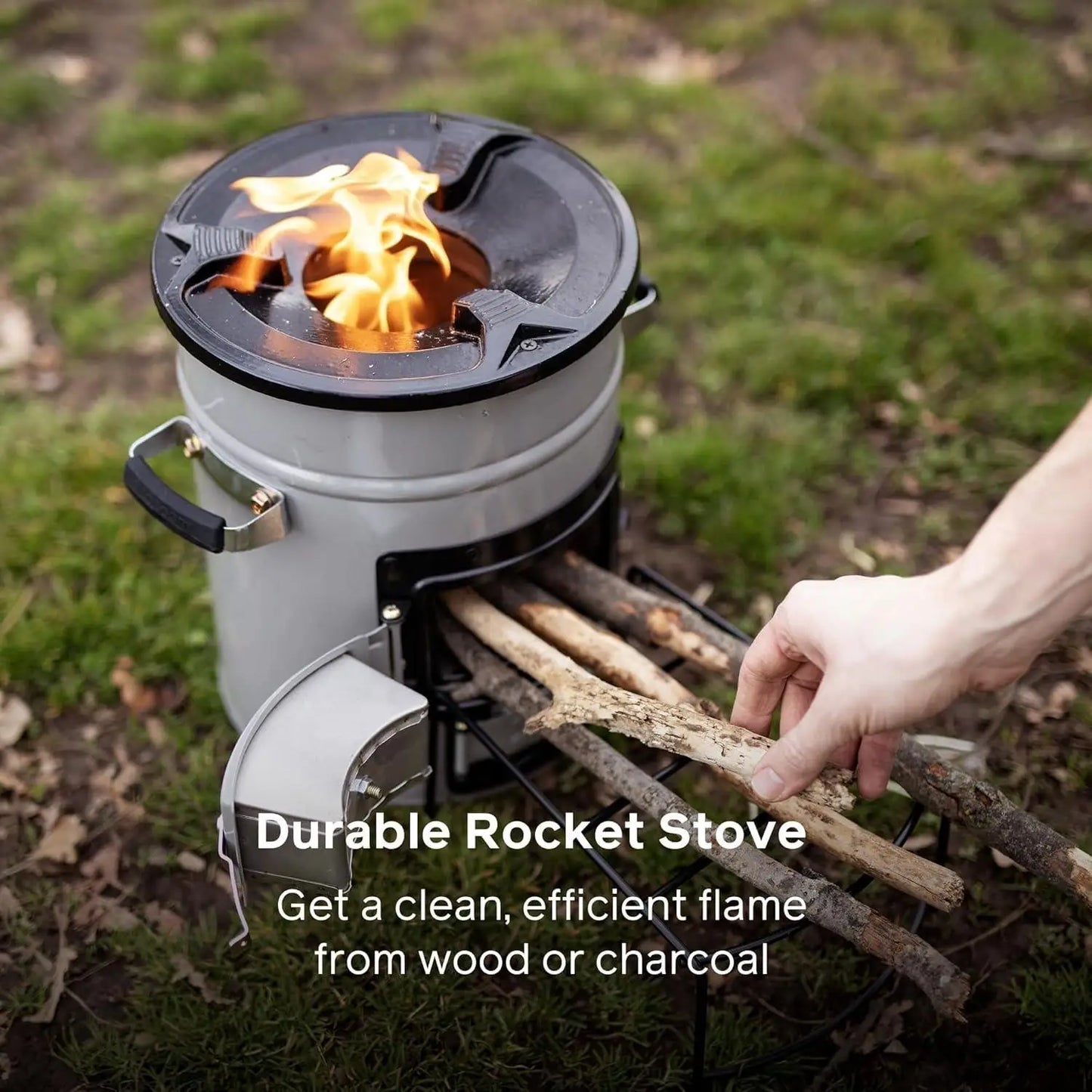 Rocket Stove Heavy Duty Portable Camp Stove for Outdoor Cooking, Versa Dual-Fuel (Wood & Charcoal)Party - Convenient Storage