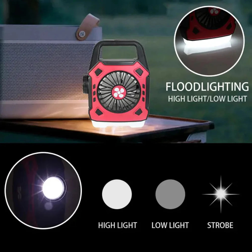 45dB Silent USB Camping Fan - Weatherproof, Storm-Proof for Indoor, Outdoor & Survival Use