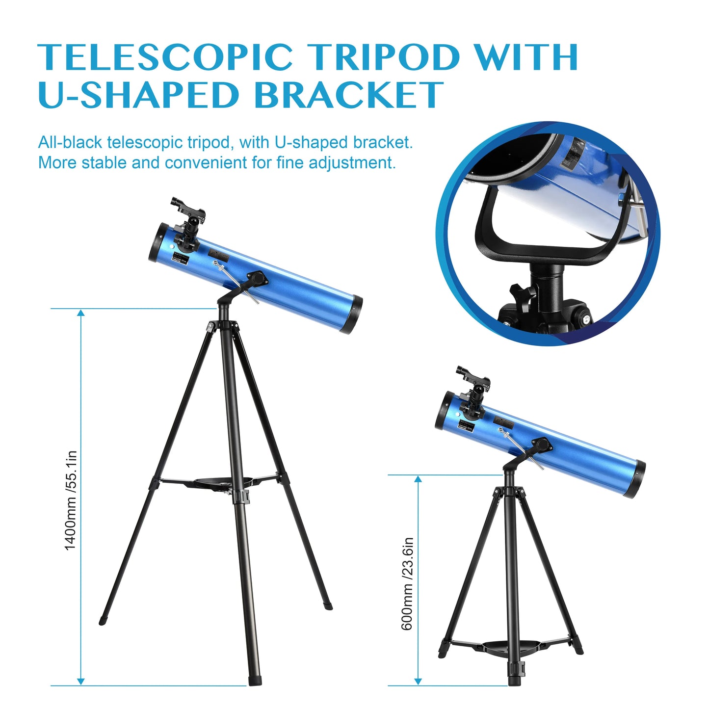 70076 Reflector Telescopes with High Tripod Phone Holder 210X for Moon Watching