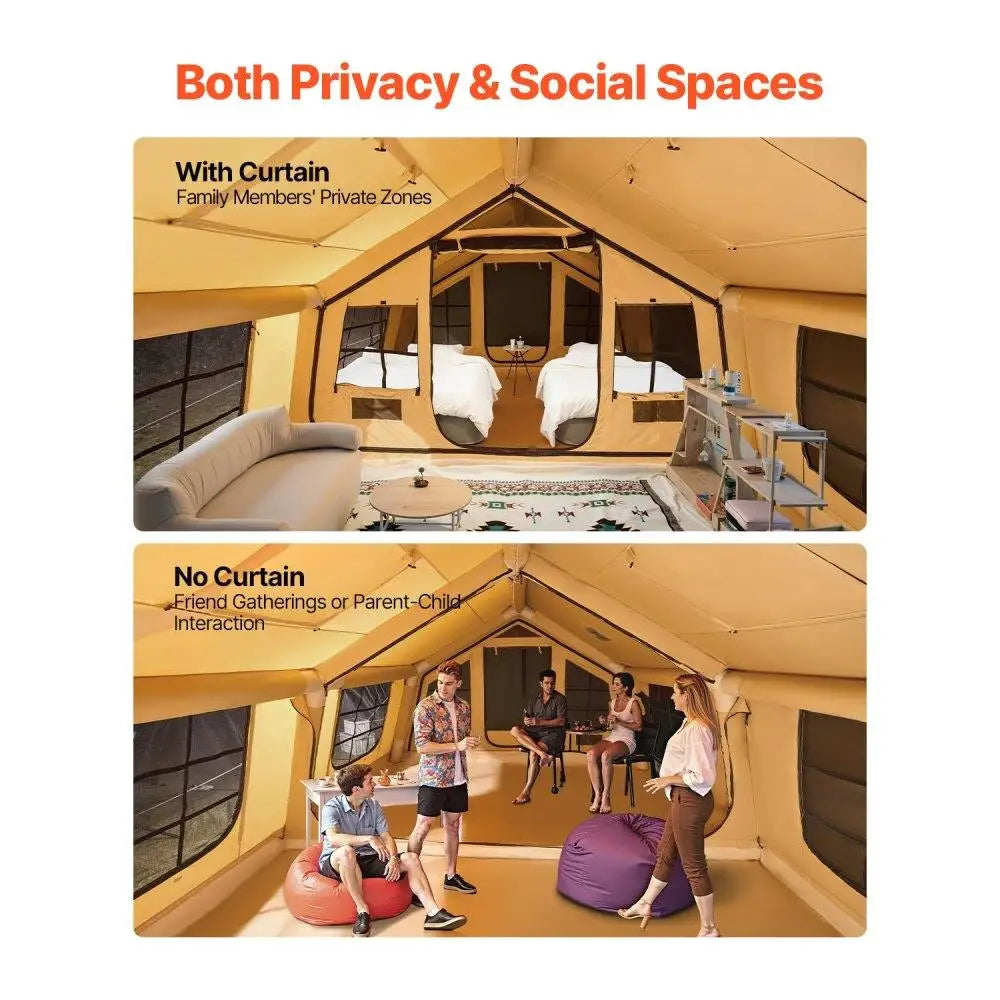 Inflatable for camping Tent for 12 to 16 Persons Easy Setup Family Glamping Tent with Pump Outdoor Adventure Gear